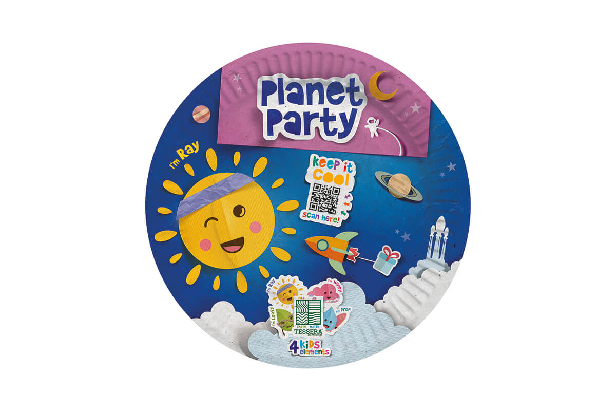 Farfurii carton rotunde Party Planet, 23 cm, 8 buc/set